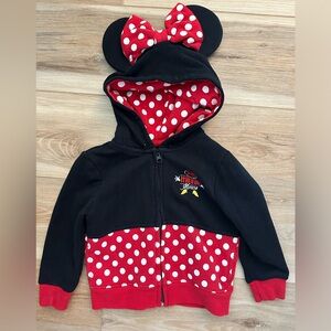 Disney Parks Minnie Mouse Zip Up Hoodie 3T